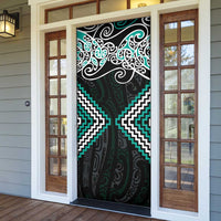 Turquoise Aotearoa Tukutuku Manawa Tapu Door Cover Ta Moko Toi Maori - Polynesian Pride