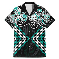 Turquoise Aotearoa Tukutuku Manawa Tapu Family Matching Mermaid Dress and Hawaiian Shirt Ta Moko Toi Maori LT9 Dad's Shirt - Short Sleeve Turquoise - Polynesian Pride