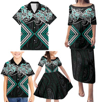 Turquoise Aotearoa Tukutuku Manawa Tapu Family Matching Puletasi and Hawaiian Shirt Ta Moko Toi Maori LT9 - Polynesian Pride