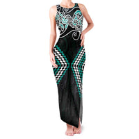 Turquoise Aotearoa Tukutuku Manawa Tapu Family Matching Tank Maxi Dress and Hawaiian Shirt Ta Moko Toi Maori LT9 Mom's Dress Turquoise - Polynesian Pride