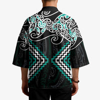 Turquoise Aotearoa Tukutuku Manawa Tapu Kimono Ta Moko Toi Maori - Polynesian Pride