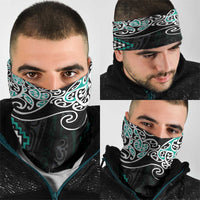 Turquoise Aotearoa Tukutuku Manawa Tapu Neck Gaiter Ta Moko Toi Maori - Polynesian Pride