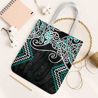 Turquoise Aotearoa Tukutuku Manawa Tapu Tote Bag Ta Moko Toi Maori - Polynesian Pride