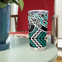 Turquoise Aotearoa Tukutuku Manawa Tapu Tumbler Cup Ta Moko Toi Maori LT9 - Polynesian Pride