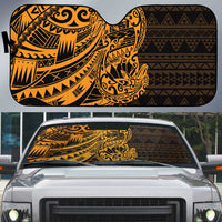 Gold Couple Dolphins Maori Polynesian Style Auto Sun Shade - Polynesian Pride