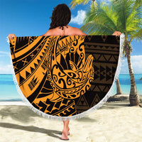 Gold Couple Dolphins Maori Polynesian Style Beach Blanket