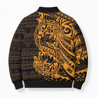 Gold Couple Dolphins Maori Polynesian Style Bomber Puffer Jacket - Polynesian Pride