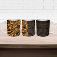 Gold Couple Dolphins Maori Polynesian Style Ceramic Mug - Polynesian Pride