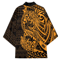 Gold Couple Dolphins Maori Polynesian Style Kimono - Polynesian Pride