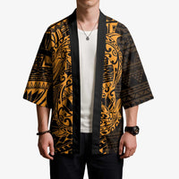 Gold Couple Dolphins Maori Polynesian Style Kimono - Polynesian Pride