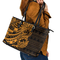 Gold Couple Dolphins Maori Polynesian Style Leather Tote Bag LT9 - Polynesian Pride