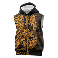 Gold Couple Dolphins Maori Polynesian Style Sleeveless Zip Hoodie - Polynesian Pride