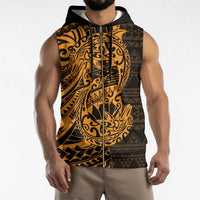 Gold Couple Dolphins Maori Polynesian Style Sleeveless Zip Hoodie - Polynesian Pride