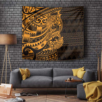 Gold Couple Dolphins Maori Polynesian Style Tapestry