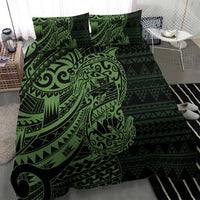 Green Couple Dolphins Maori Polynesian Style Bedding Set