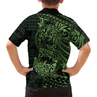 Green Couple Dolphins Maori Polynesian Style Family Matching Short Sleeve Bodycon Dress and Hawaiian Shirt LT9 - Polynesian Pride