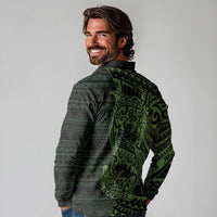 Green Couple Dolphins Maori Polynesian Style Long Sleeve Polo Shirt