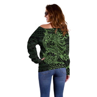 Green Couple Dolphins Maori Polynesian Style Off Shoulder Sweater LT9 - Polynesian Pride