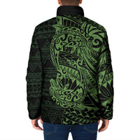 Green Couple Dolphins Maori Polynesian Style Padded Jacket - Polynesian Pride