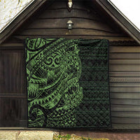 Green Couple Dolphins Maori Polynesian Style Quilt