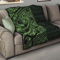 Green Couple Dolphins Maori Polynesian Style Quilt