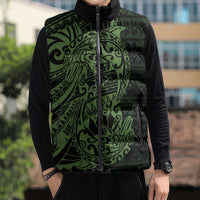 Green Couple Dolphins Maori Polynesian Style Sleeveless Puffer Jacket - Polynesian Pride