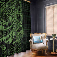 Green Couple Dolphins Maori Polynesian Style Window Curtain LT9 - Polynesian Pride