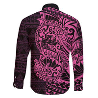 Pink Couple Dolphins Maori Polynesian Style Family Matching Short Sleeve Bodycon Dress and Hawaiian Shirt LT9 - Polynesian Pride