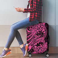 Pink Couple Dolphins Maori Polynesian Style Luggage Cover LT9 - Polynesian Pride
