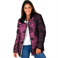 Pink Couple Dolphins Maori Polynesian Style Padded Jacket - Polynesian Pride