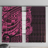 Pink Couple Dolphins Maori Polynesian Style Window Curtain LT9 With Hooks Pink - Polynesian Pride