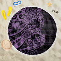 Purple Couple Dolphins Maori Polynesian Style Beach Blanket