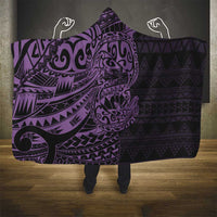 Purple Couple Dolphins Maori Polynesian Style Hooded Blanket