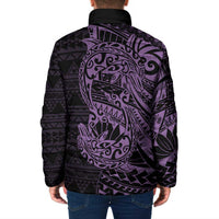 Purple Couple Dolphins Maori Polynesian Style Padded Jacket - Polynesian Pride