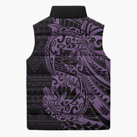 Purple Couple Dolphins Maori Polynesian Style Sleeveless Puffer Jacket - Polynesian Pride