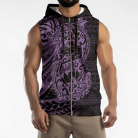 Purple Couple Dolphins Maori Polynesian Style Sleeveless Zip Hoodie - Polynesian Pride