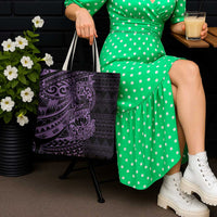 Purple Couple Dolphins Maori Polynesian Style Tote Bag - Polynesian Pride