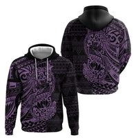 Purple Couple Dolphins Maori Polynesian Style Zip Hoodie