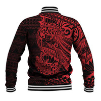 Red Couple Dolphins Maori Polynesian Style Baseball Jacket LT9 - Polynesian Pride