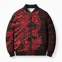 Red Couple Dolphins Maori Polynesian Style Bomber Puffer Jacket - Polynesian Pride