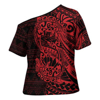 Red Couple Dolphins Maori Polynesian Style Cross Shoulder Shirt - Polynesian Pride