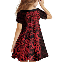 Red Couple Dolphins Maori Polynesian Style Family Matching Off Shoulder Maxi Dress and Hawaiian Shirt LT9 - Polynesian Pride