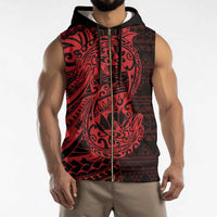 Red Couple Dolphins Maori Polynesian Style Sleeveless Zip Hoodie LT9 - Polynesian Pride