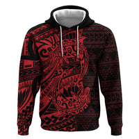 Red Couple Dolphins Maori Polynesian Style Zip Hoodie