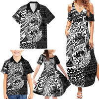 White Couple Dolphins Maori Polynesian Style Family Matching Summer Maxi Dress and Hawaiian Shirt LT9 - Polynesian Pride