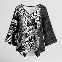 White Couple Dolphins Maori Polynesian Style Kimono Sleeve Blouse - Polynesian Pride