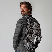 White Couple Dolphins Maori Polynesian Style Long Sleeve Polo Shirt