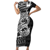 White Couple Dolphins Maori Polynesian Style Short Sleeve Bodycon Dress LT9 Long Dress White - Polynesian Pride