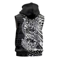 White Couple Dolphins Maori Polynesian Style Sleeveless Zip Hoodie - Polynesian Pride