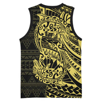 Yellow Couple Dolphins Maori Polynesian Style Basketball Jersey - Polynesian Pride